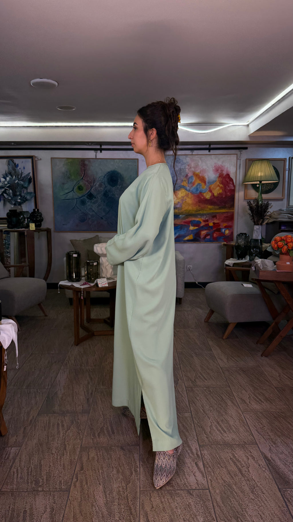 Kaftan without Belt with Randa (handmade) - TOO LONG TO PRODUCE