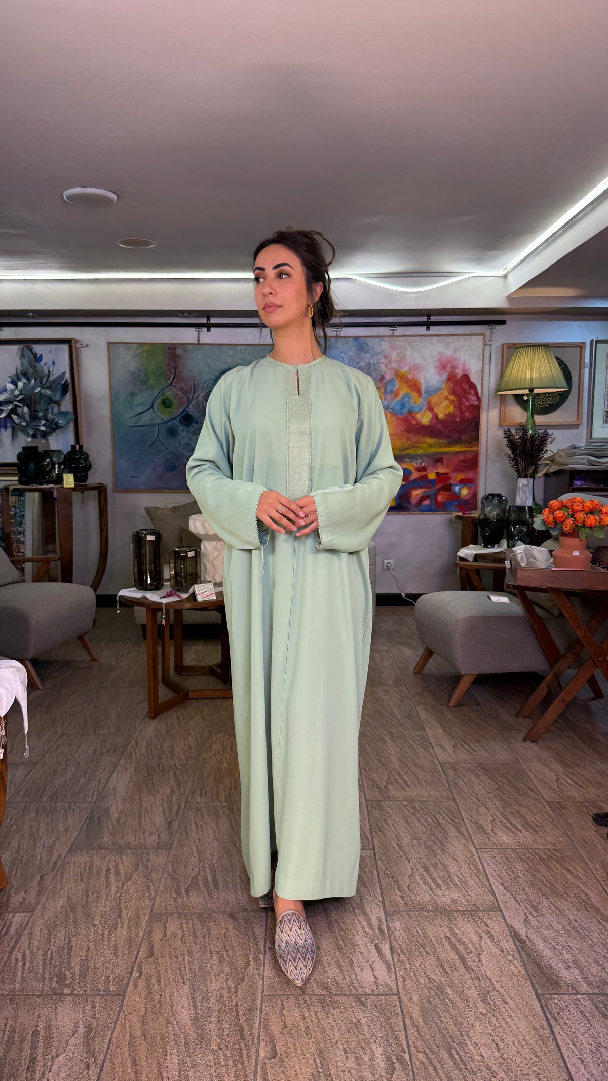 Kaftan without Belt with Randa (handmade) - TOO LONG TO PRODUCE