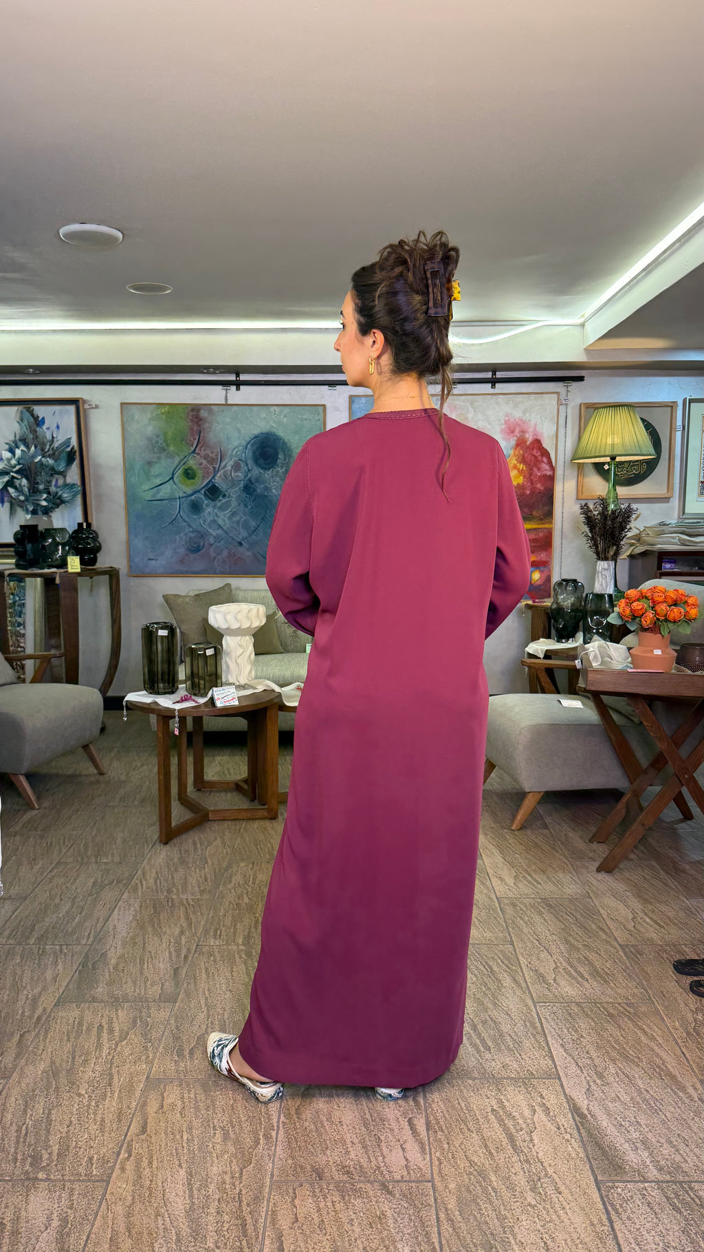 Caftan sans ceinture avec Randa (fait main) - TROP LONG À PRODUIRE