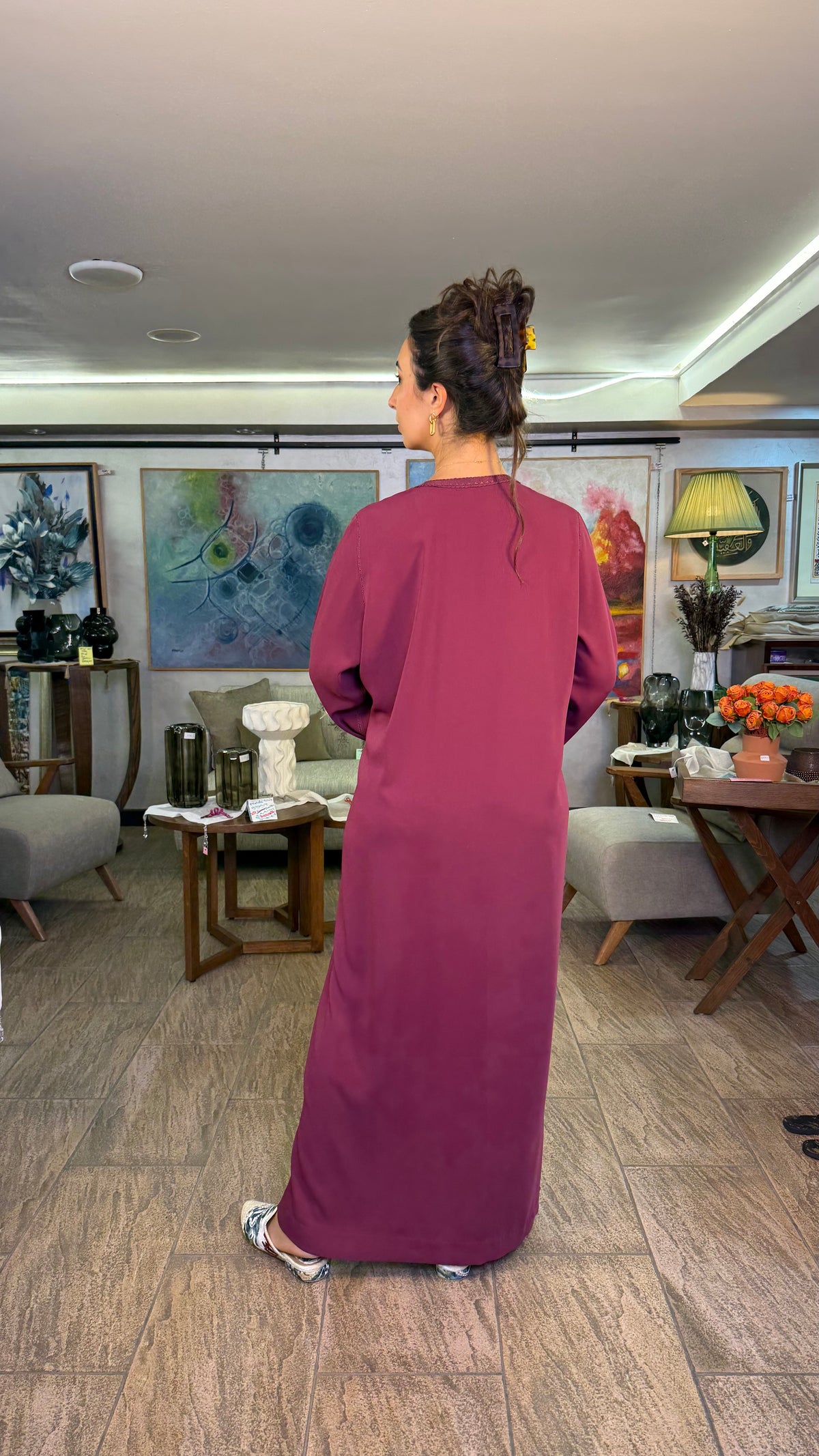 Caftan sans ceinture avec Randa (fait main) - TROP LONG À PRODUIRE