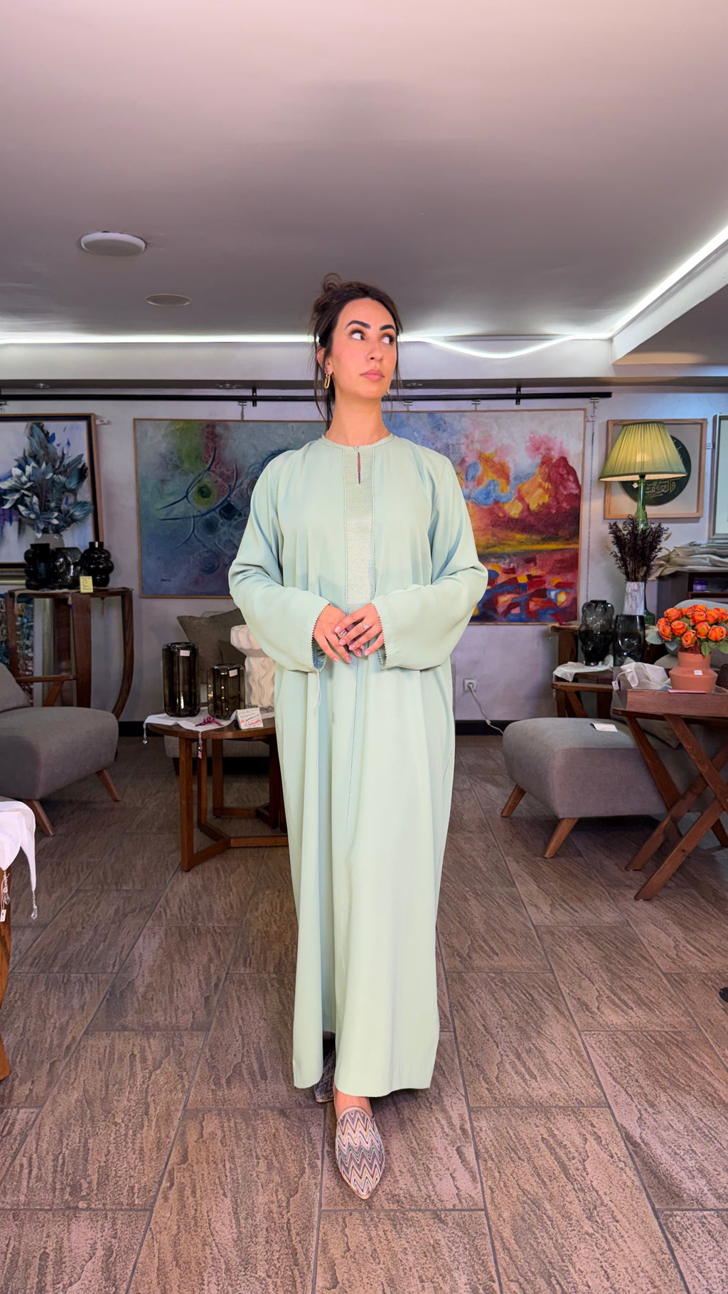 Kaftan without Belt with Randa (handmade) - TOO LONG TO PRODUCE