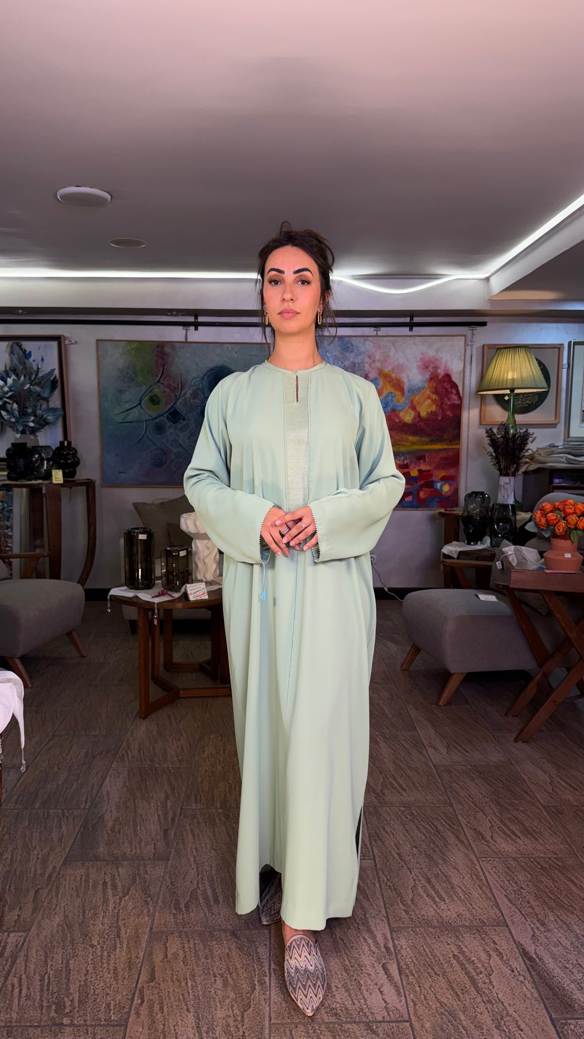 Kaftan without Belt with Randa (handmade) - TOO LONG TO PRODUCE