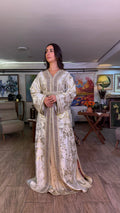 White and Gold Two-Piece Moroccan Belted Outfit (handmade)
