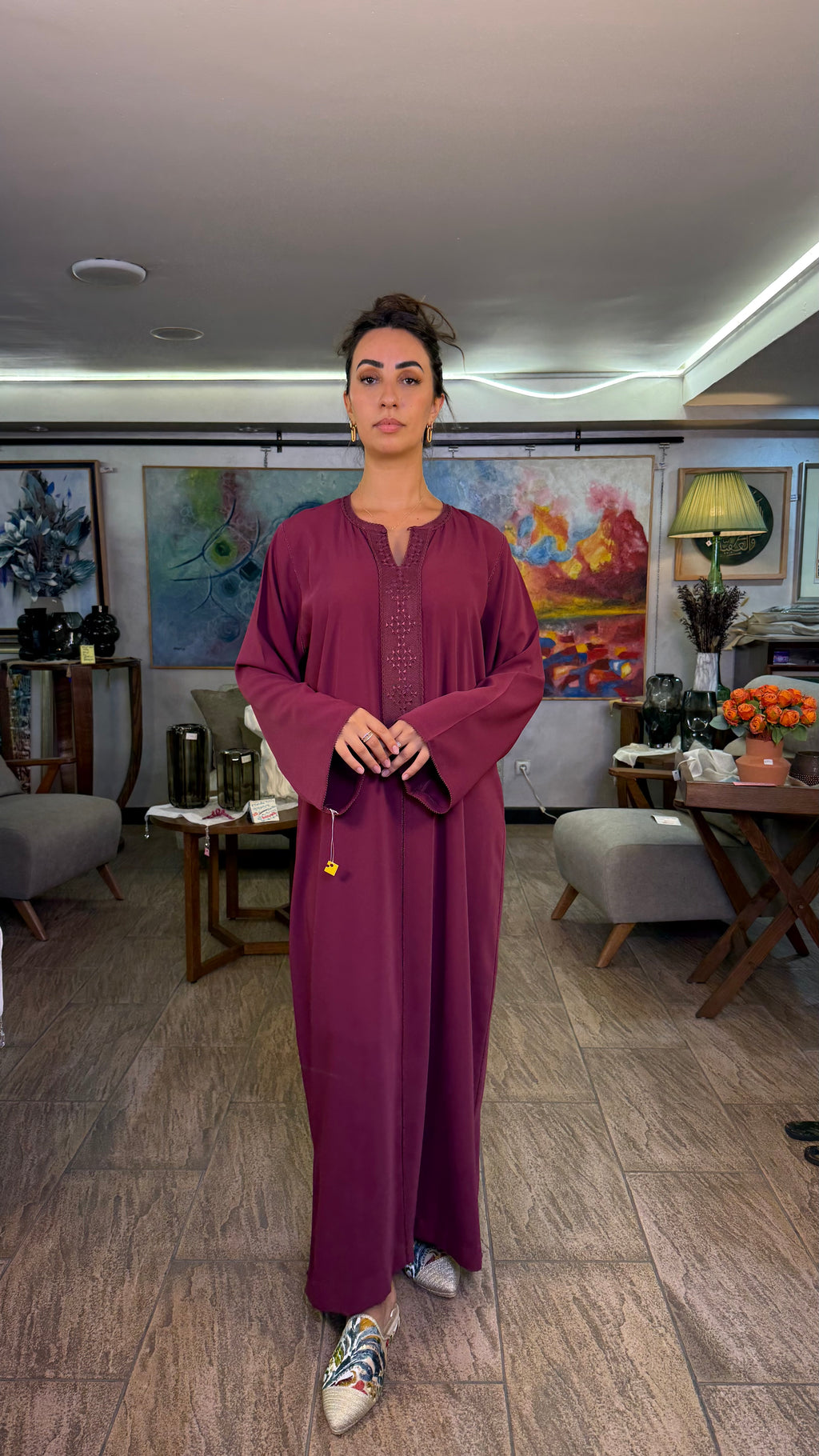 Caftan sans ceinture avec Randa (fait main) - TROP LONG À PRODUIRE