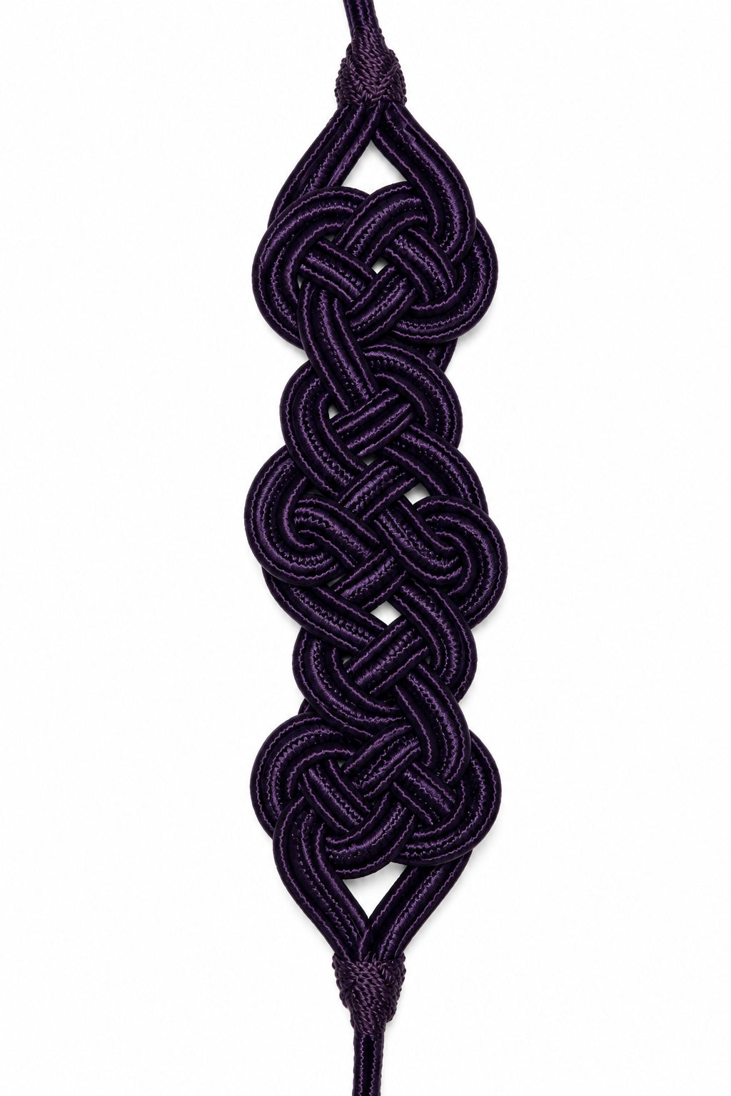 Aubergine Interlaced-Knot Cord Belt photographed on a white background, main view.