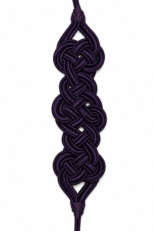 Aubergine Interlaced-Knot Cord Belt photographed on a white background, main view.
