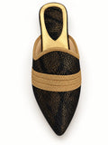Black Babouches with Gold-Tone Band