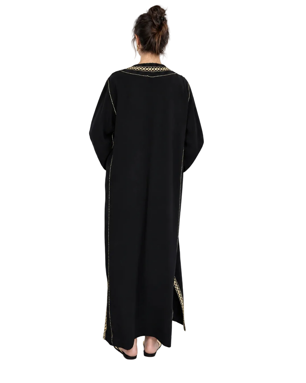 Black Moroccan Kaftan with Gold Embroidery