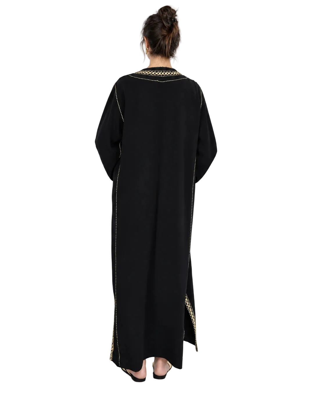 Black Moroccan Kaftan with Gold Embroidery