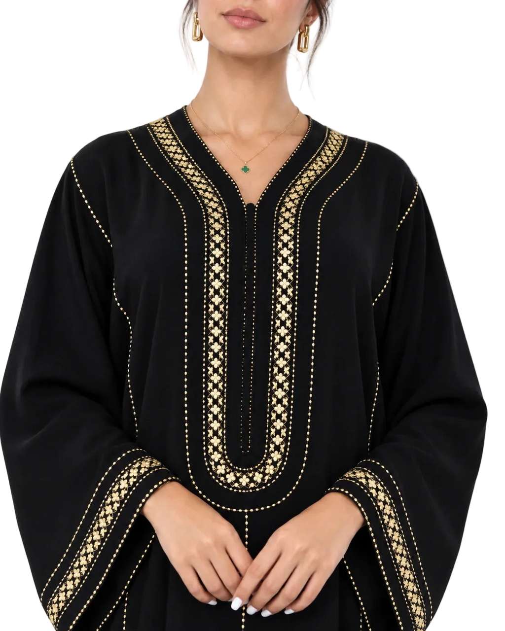 Black Moroccan Kaftan with Gold Embroidery