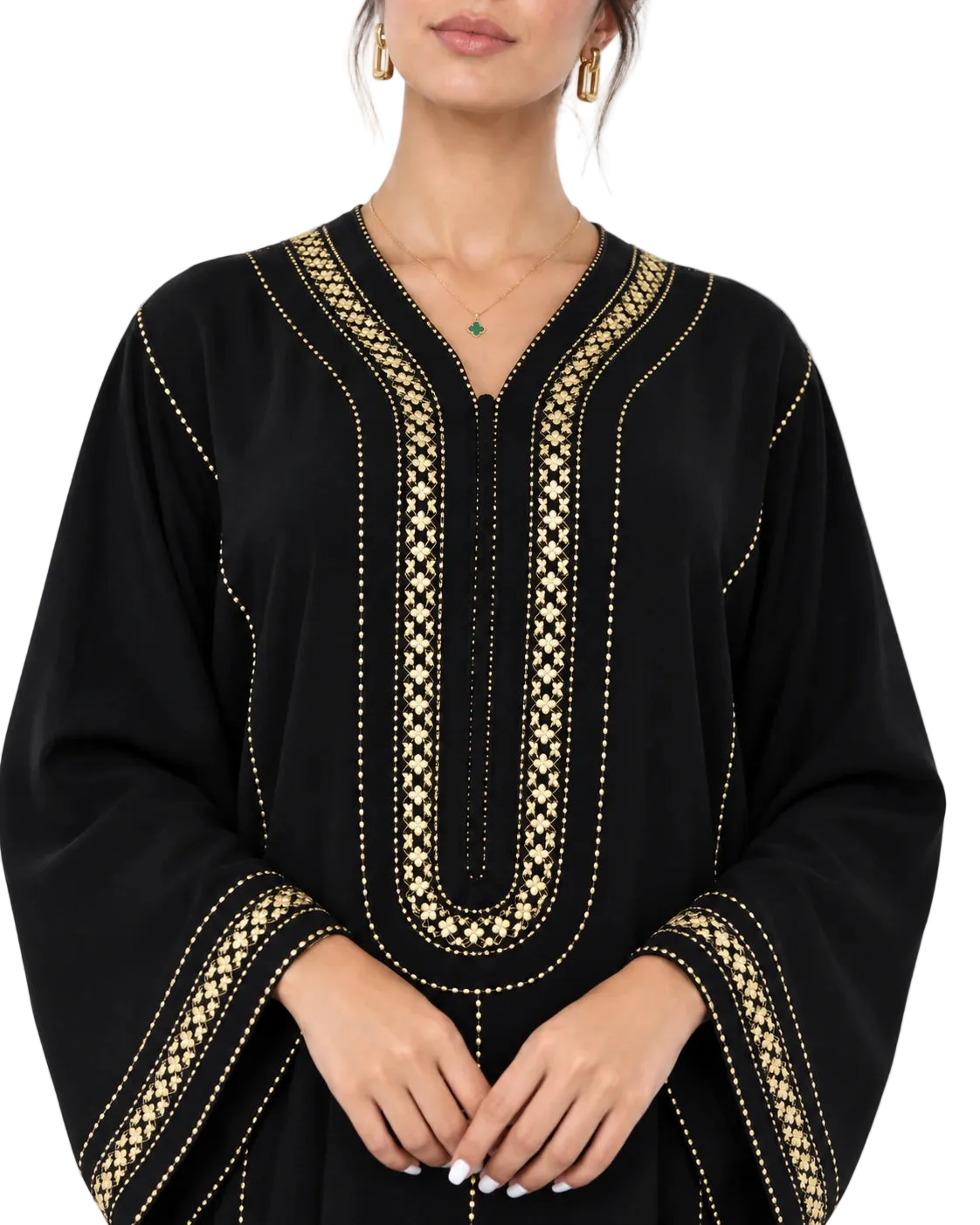 Black Moroccan Kaftan with Gold Embroidery