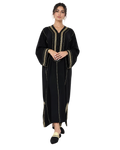 Black Moroccan Kaftan with Gold Embroidery