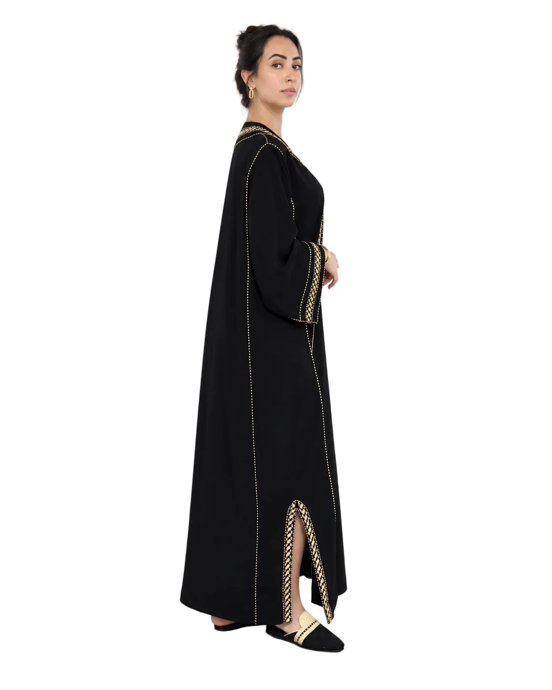 Black Moroccan Kaftan with Gold Embroidery