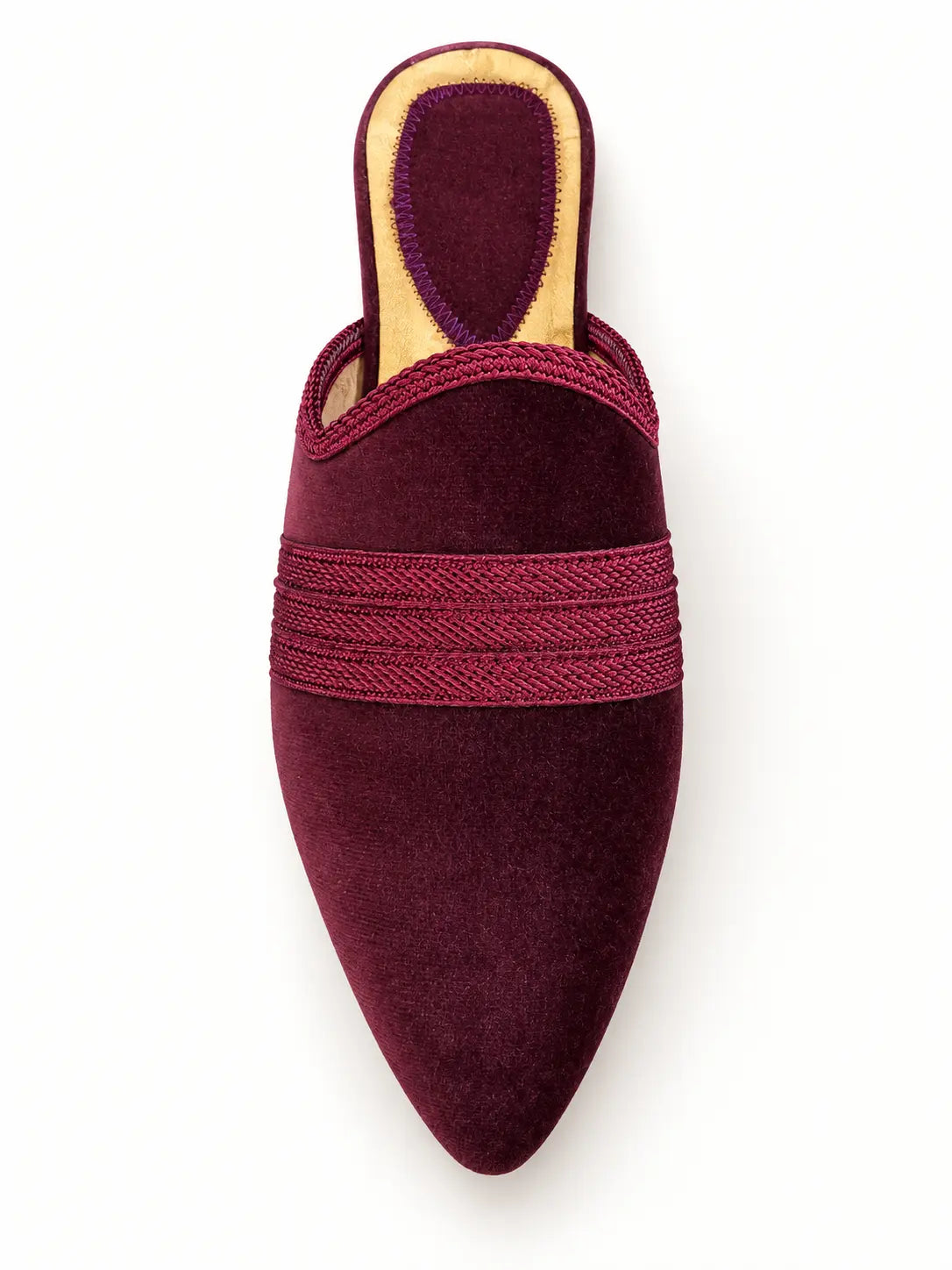 Burgundy Babouches with Tonal Band