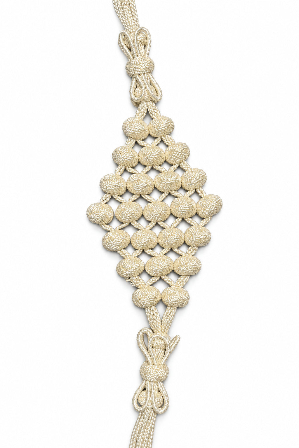 Champagne Diamond-Knot Cord Belt photographed on a white background, main view.