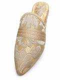 Champagne Floral Babouches with Braided Band on a white background