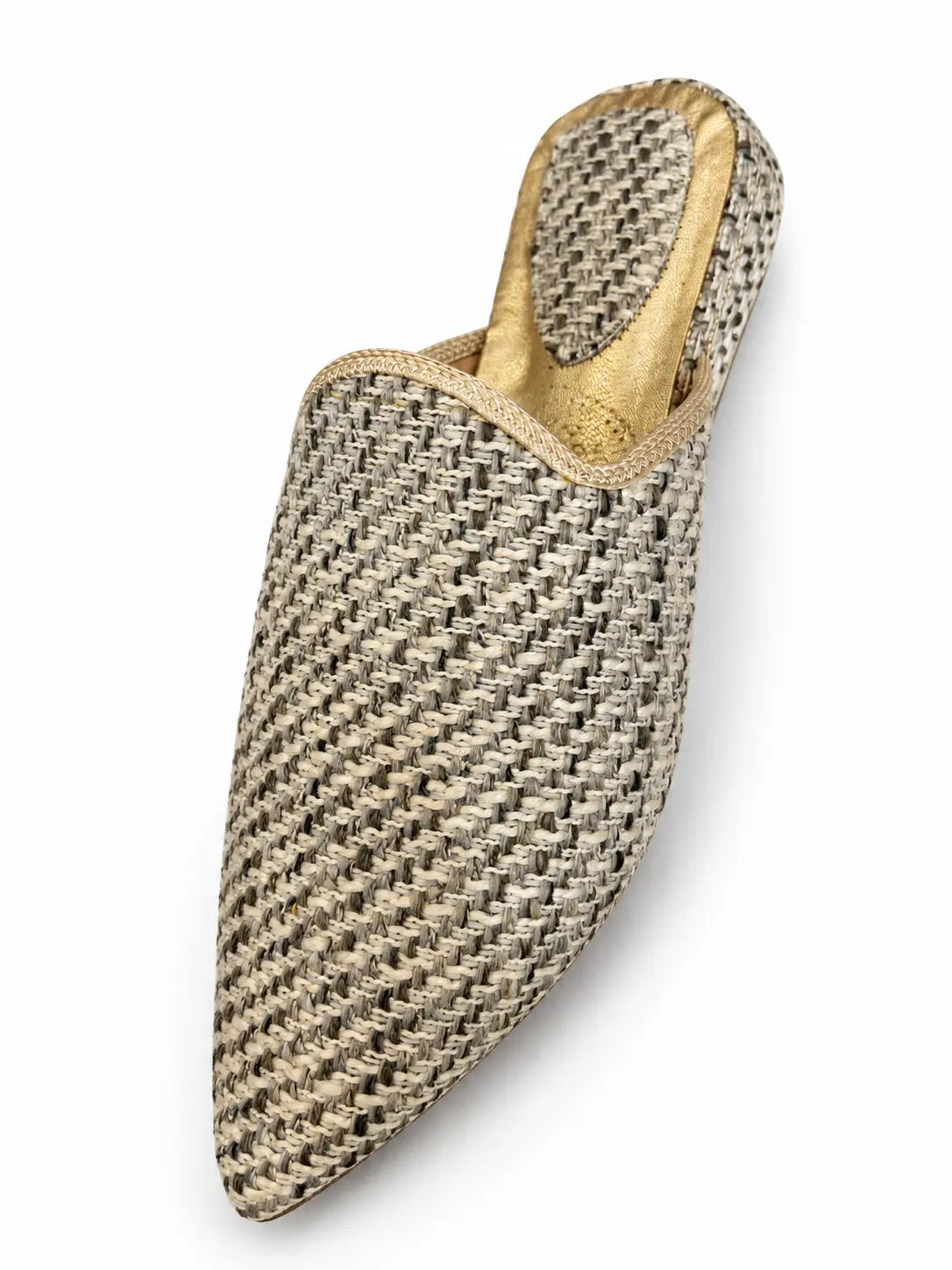 Cream and Black Woven-Look Babouches