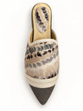 Cream Pattern Babouches with Black Toe