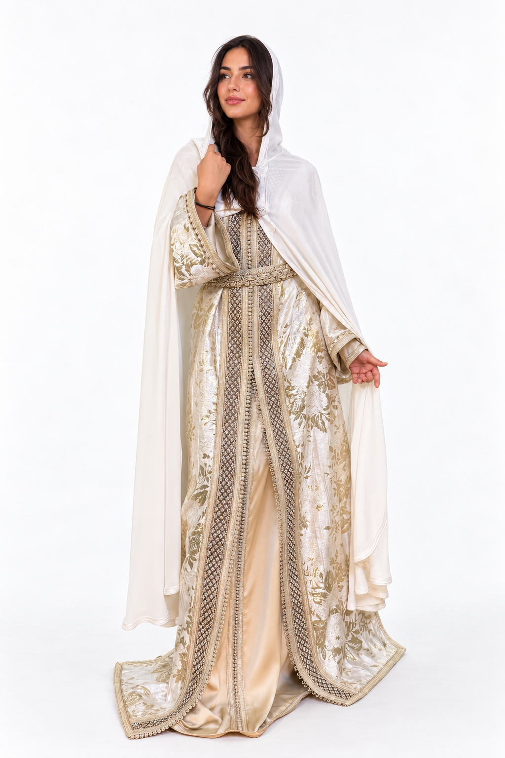 Sheer Hooded Selham Cape — studio view 29