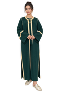 front.webp
Emerald green Moroccan kaftan set with gold trim front view