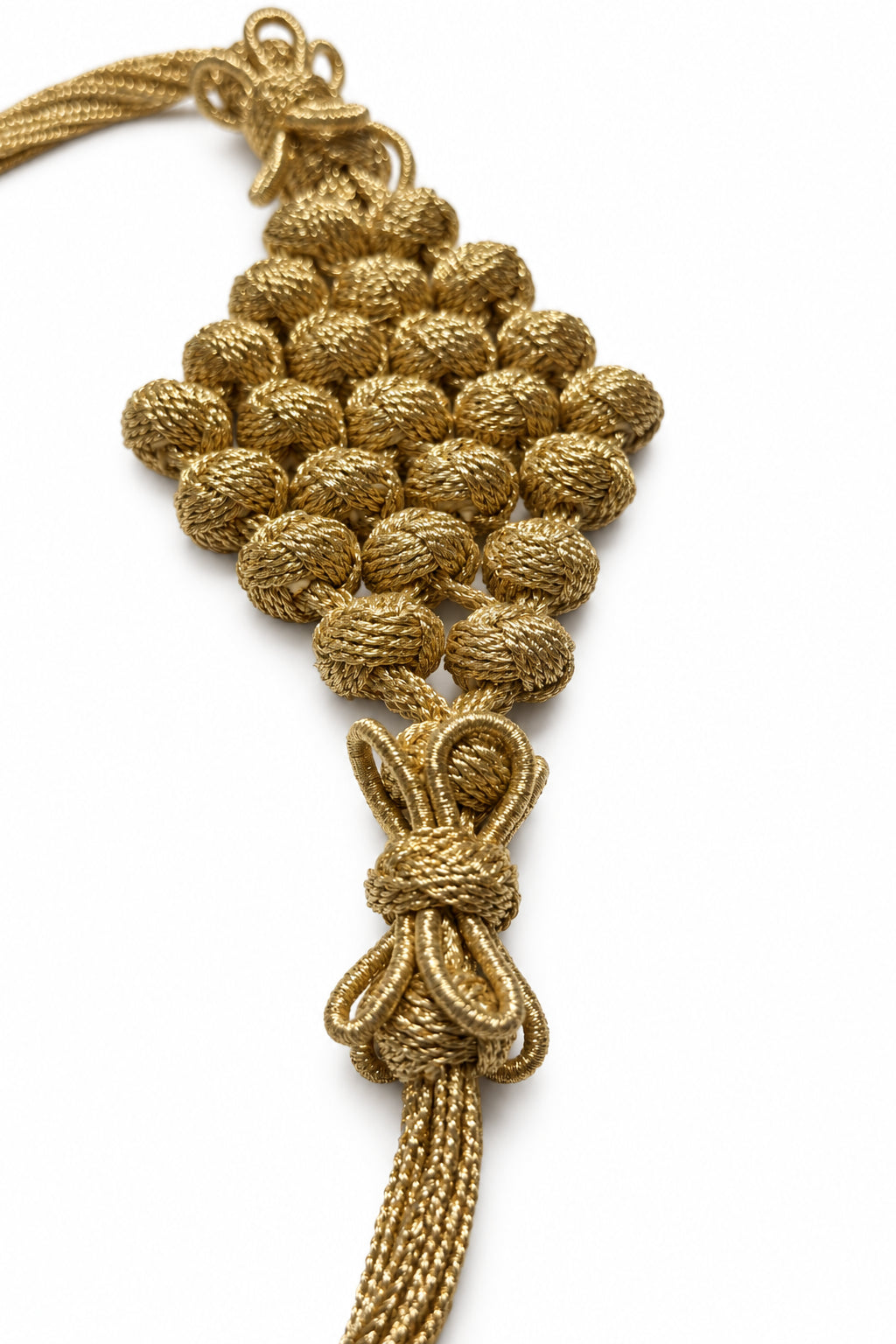 Gold-Tone Diamond-Knot Cord Belt photographed on a white background, detail view 3.