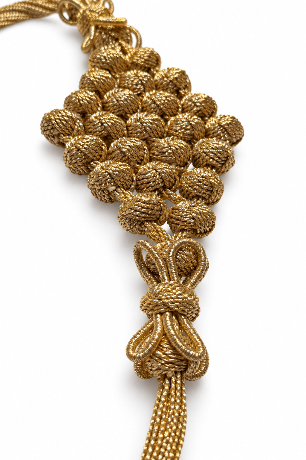Gold-Tone Diamond-Knot Cord Belt photographed on a white background, detail view 4.