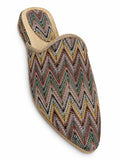 Multicolour Chevron Babouches with Champagne Trim on a white background