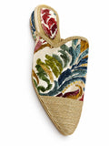 Multicolour Floral Babouches with Gold Toe on a white background