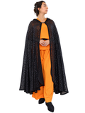 Black sheer hooded selham cape front view