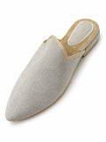 Pearl Grey Babouches with Champagne Trim on a white background
