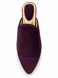 Plum Pointed-Toe Babouches on a white background
