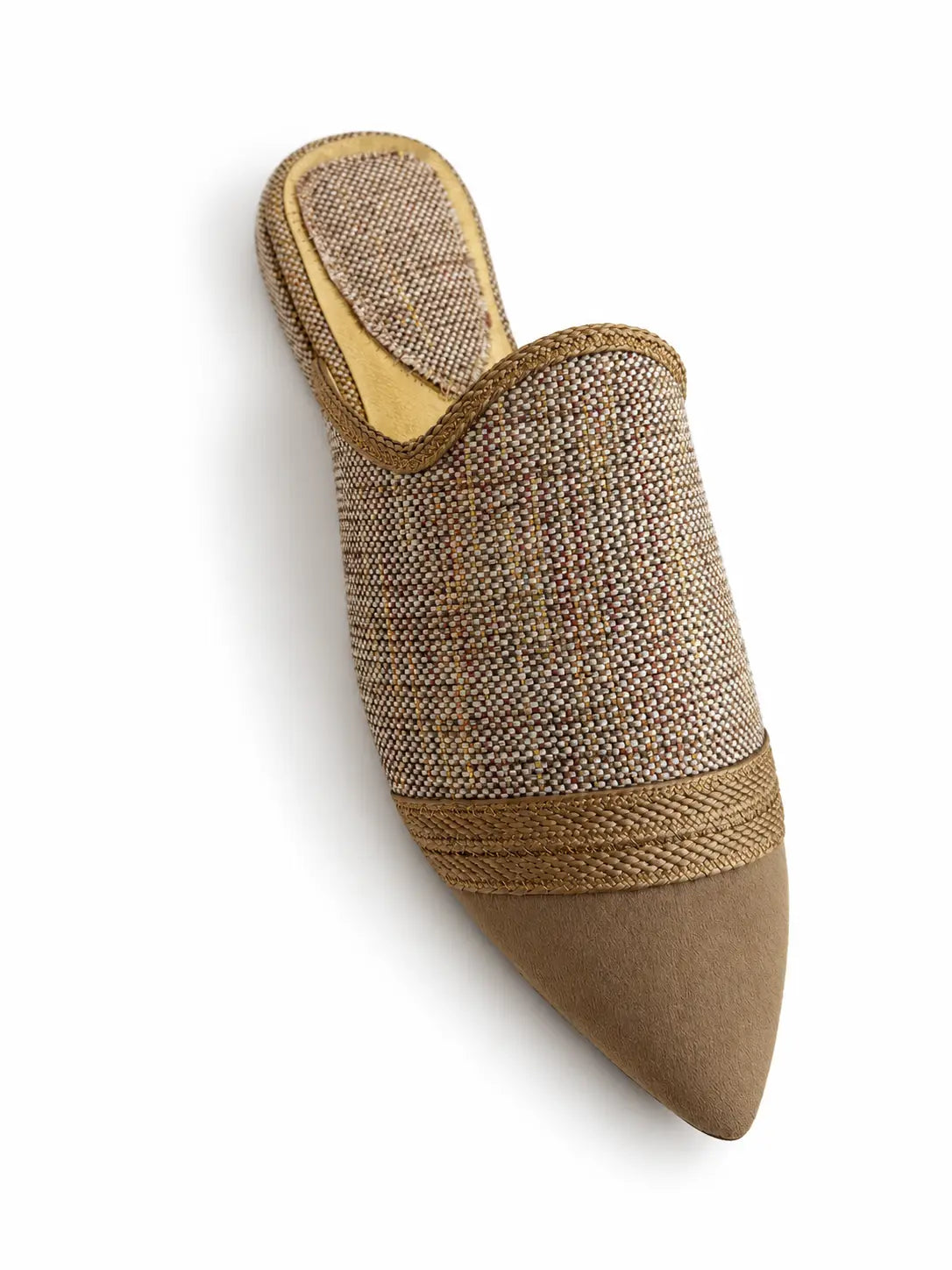 Taupe Babouches with Textured Upper