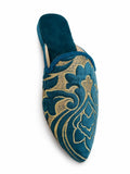 Teal and Gold Floral Babouches