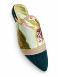 Teal Babouches with Multicolour Upper
