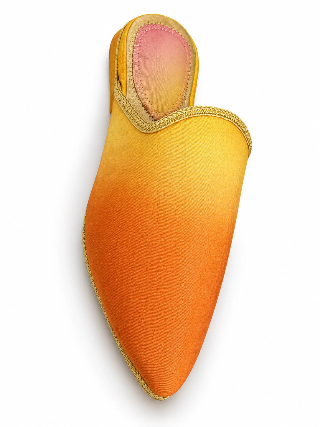 Yellow and Orange Ombre Babouches on a white background